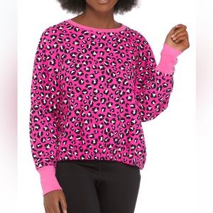 Crown & Ivy pink leopard print sweater top medium